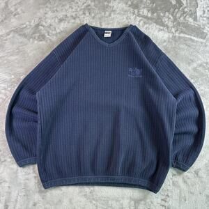 VTG Rainforest Cafe Ribbed Crewneck Sweatshirt Blue Embroidered Logo Mens M